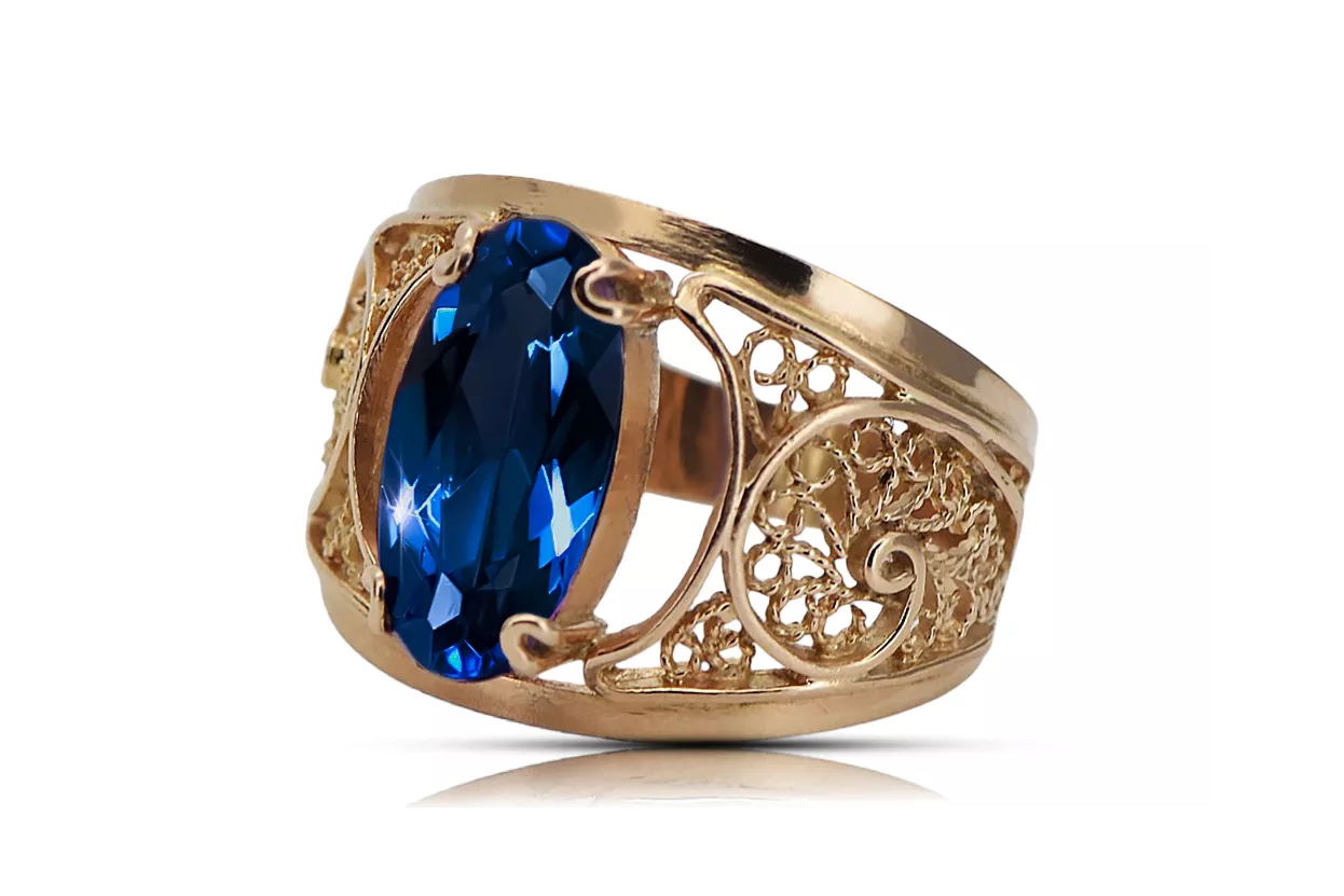 Sapphire Original Vintage 14K Rose Gold Ring Vintage vrc057r